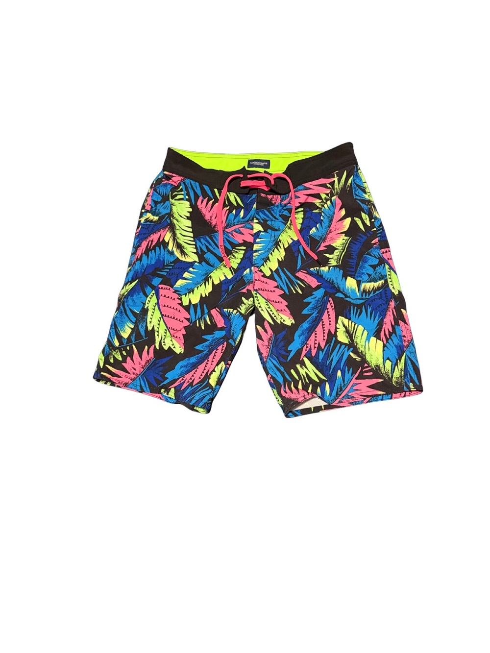 American Eagle Men's Neon Leaf Print Swim Shorts - Small